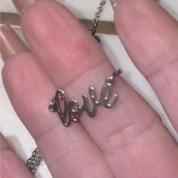 Charming Silver "Love" Script Pendant Necklace 18-20" - Picture 10 of 11